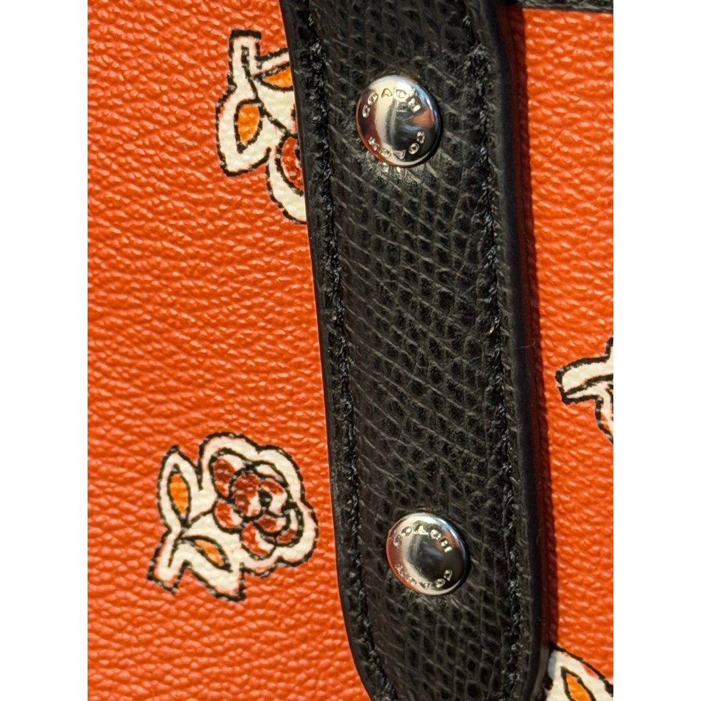 Coach City Tote Orange Rose Floral Print Crossgrain Leather Bag F31207 - Picture 5 of 9